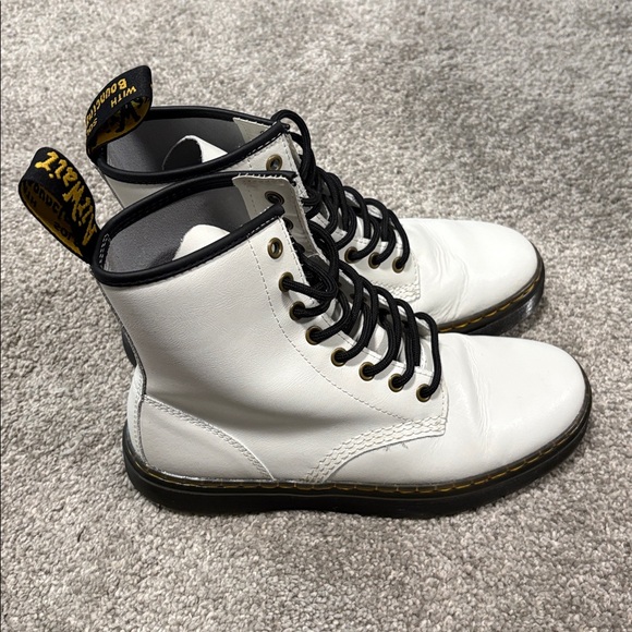 Dr. Martens White Zavala Leather Combat Boots - Picture 2 of 6